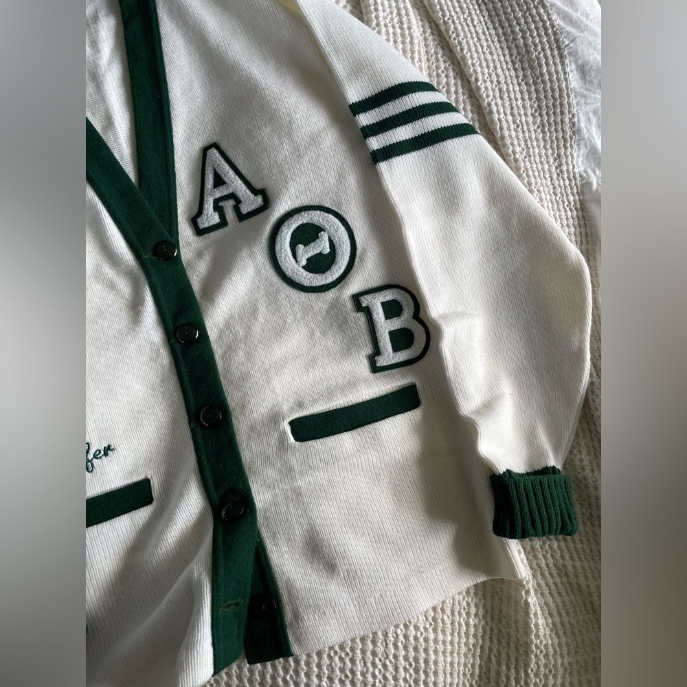 Vintage 60s/70s Bristol Sorority Letterman Cardigan Sweater Alpha Theta Beta 46 - Picture 7 of 8